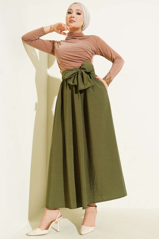 Kuşaklı Çan Etek Haki