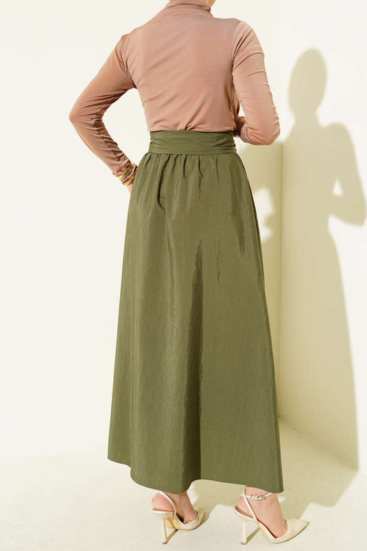 Kuşaklı Çan Etek Haki