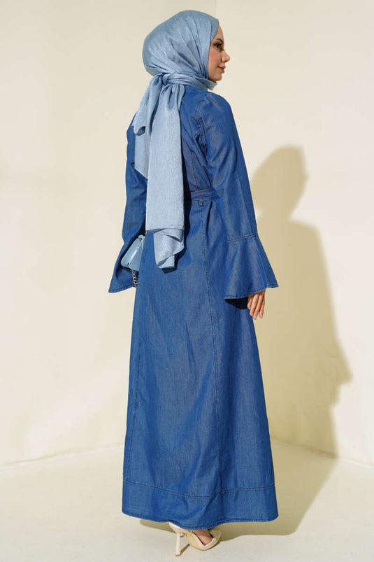 فستان جينز بجيب وحزام