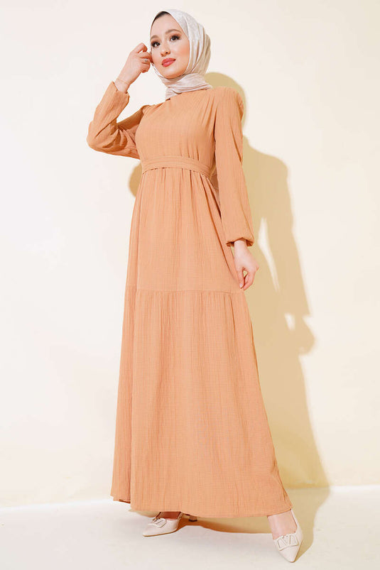 فستان مطاطي بطبقات معصم بحزام جملي