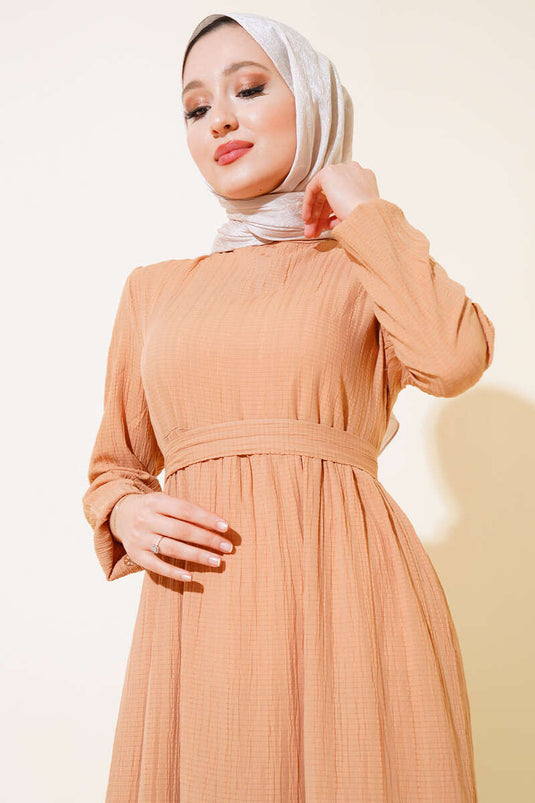 فستان مطاطي بطبقات معصم بحزام جملي