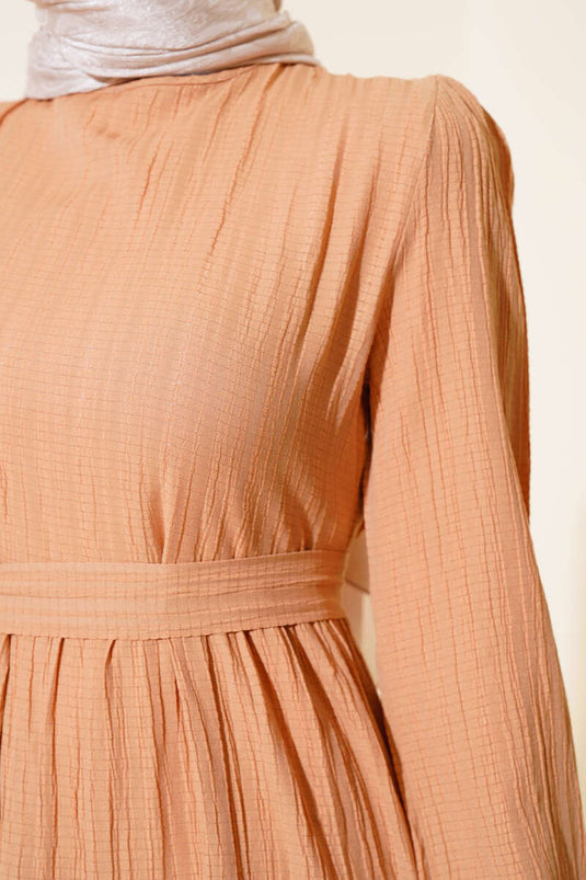 فستان مطاطي بطبقات معصم بحزام جملي