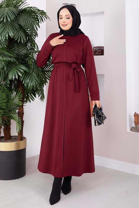 Burgunder Oysho Kleid Mit Gürtel