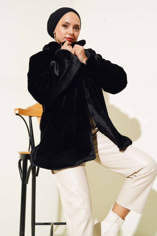 معطف قطيفة بحزام أسود