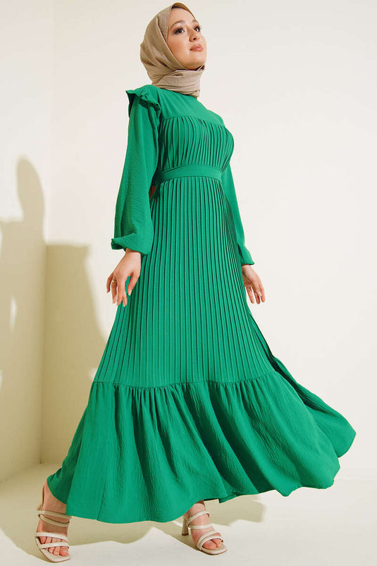 Geplooide prinsessenjurk met riem Benetton