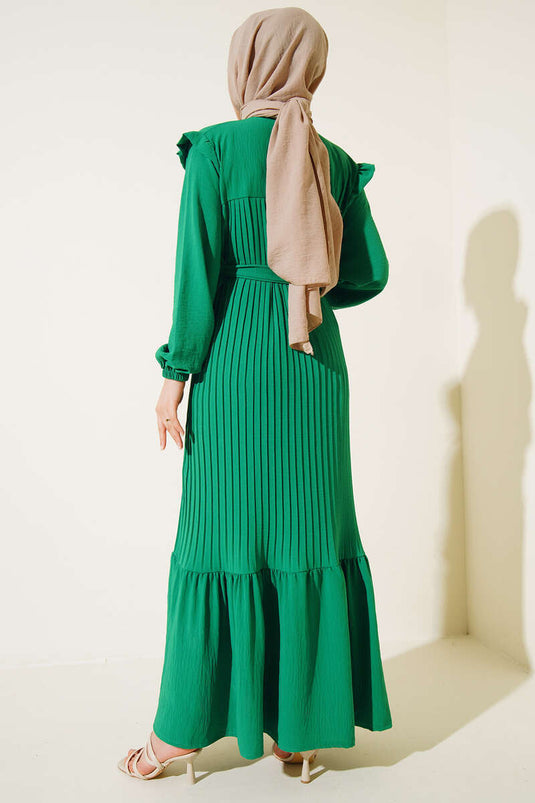 Geplooide prinsessenjurk met riem Benetton