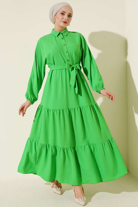 Robe mi-longue ceinturée à demi-boutons Benetton
