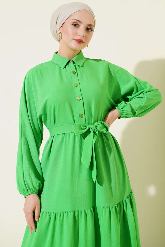 Robe mi-longue ceinturée à demi-boutons Benetton