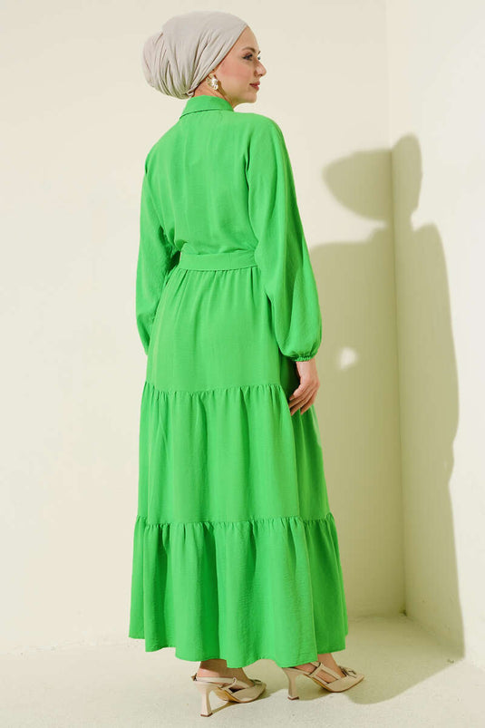 Robe mi-longue ceinturée à demi-boutons Benetton