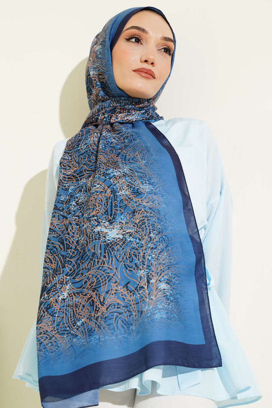 Lacivert Serisi Desenli Şal Asorti 3