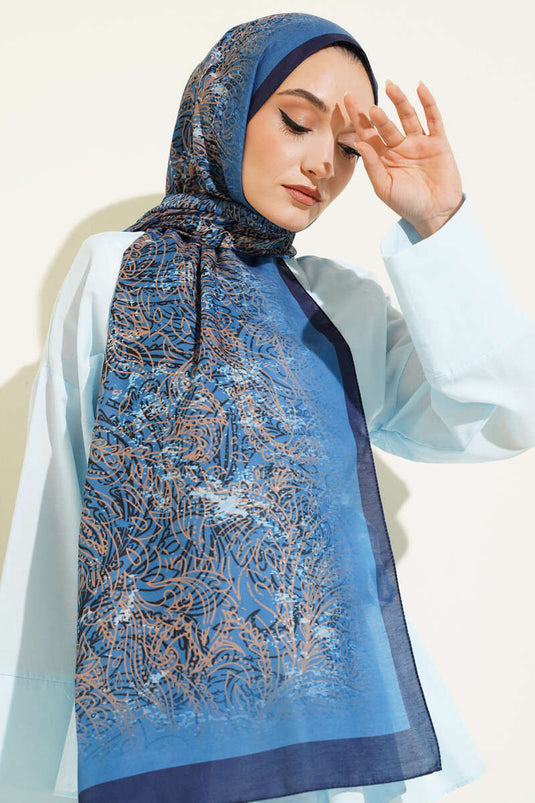 Lacivert Serisi Desenli Şal Asorti 3