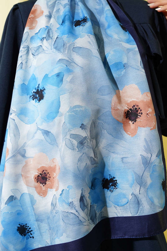 Lacivert Serisi Desenli Şal Asorti 4