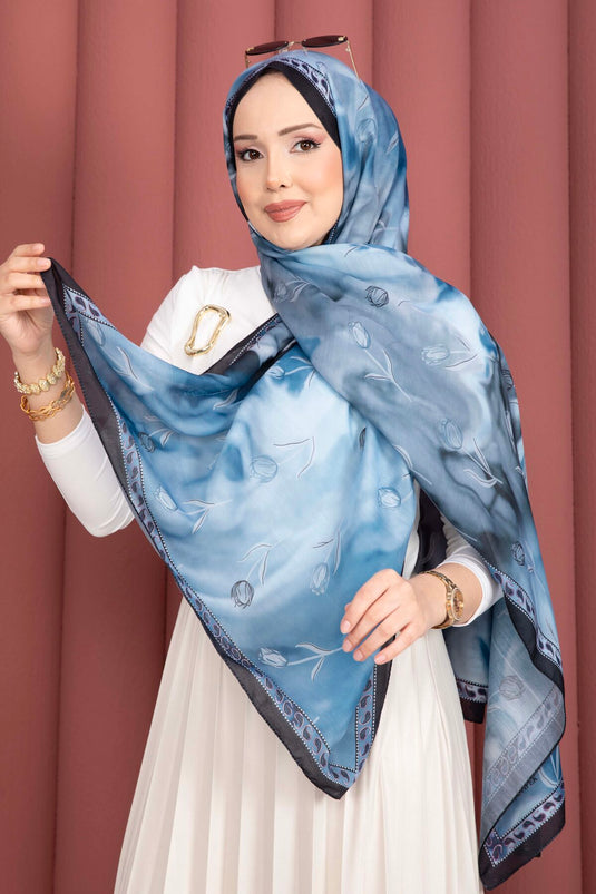 سلسلة شالات لالي بنقشة إنديجو