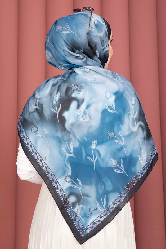 Lale Pattern Scarf Series Indigo
