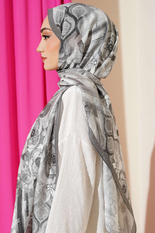 Lalezar Pattern Modal Scarf Gray