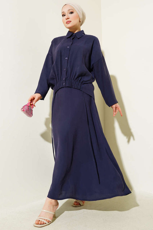 Ensemble deux pièces à jupe élastique détaillée Parlement