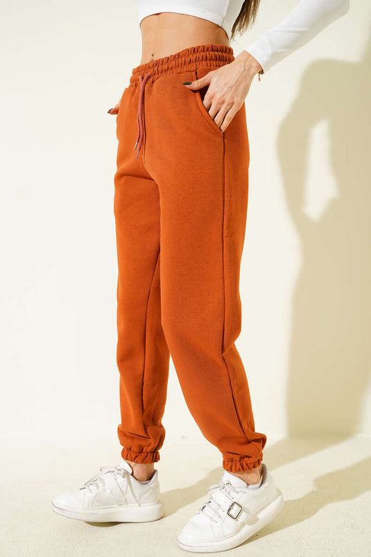 Pantalon de jogging élastique à trois fils, beige