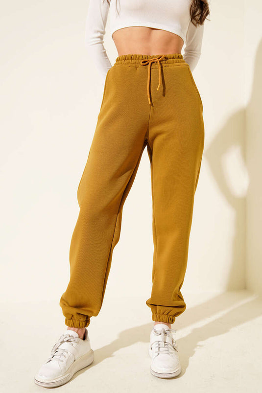 Pantalon de jogging trois fils avec taille élastique, vert olive