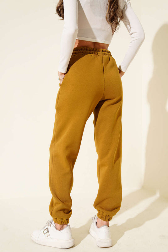 Pantalon de jogging trois fils avec taille élastique, vert olive