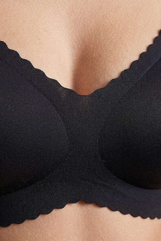 Laser Cut Support Bra Black