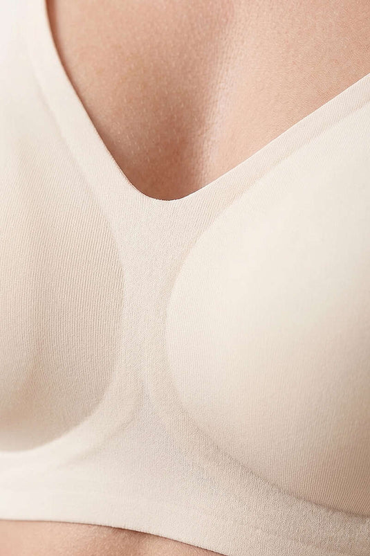 Soutien-gorge gainant sans couture à découpe laser écru