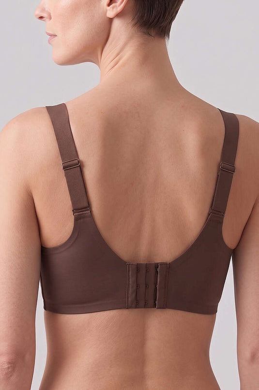 Soutien-gorge gainant sans couture à découpe laser, couleur café