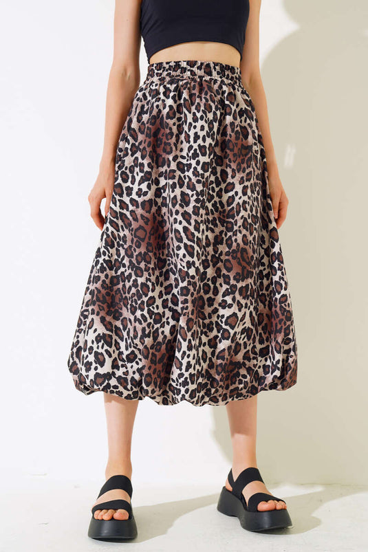 Leopard Pattern Balloon Skirt Leopard