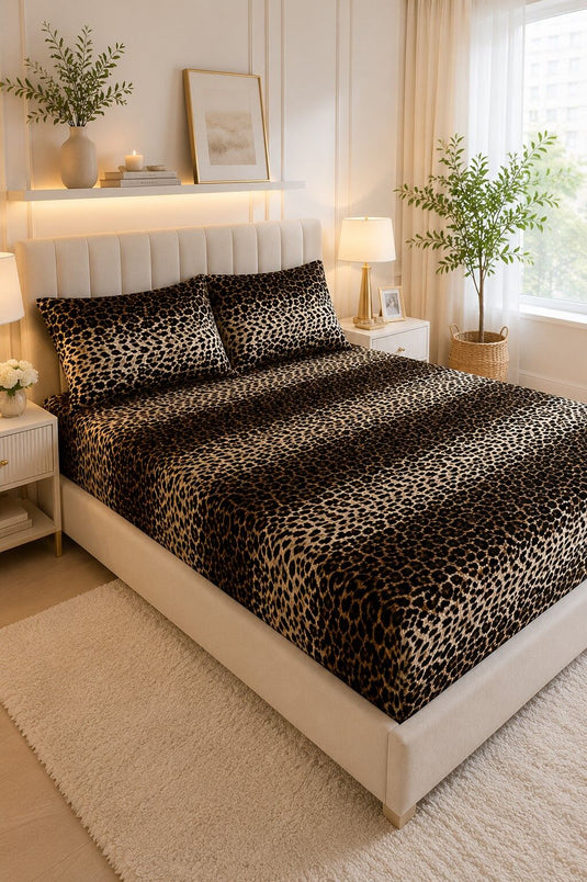 Leopardprint Extra Groot Gewatteerd Laken Set Leopard