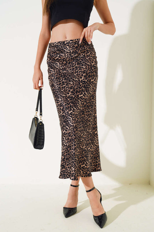 Jupe crayon à motif léopard