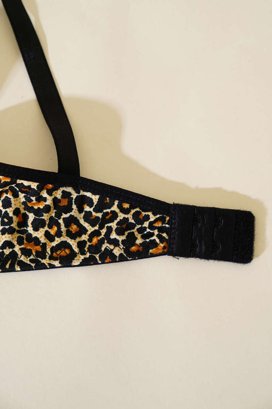Leopard Patterned Sponge Non-Padded Bra Leopard