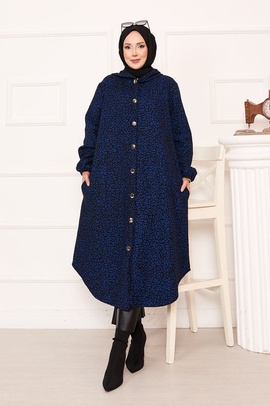 Leopard Patterned Buttoned Cashmere Cape Bag