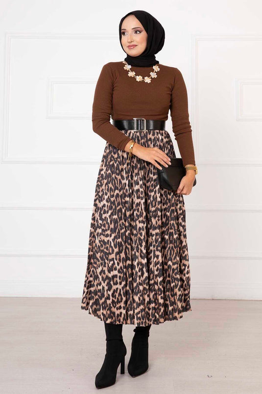 Jupe plissée à motif léopard -3
