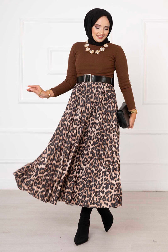 Jupe plissée à motif léopard -3