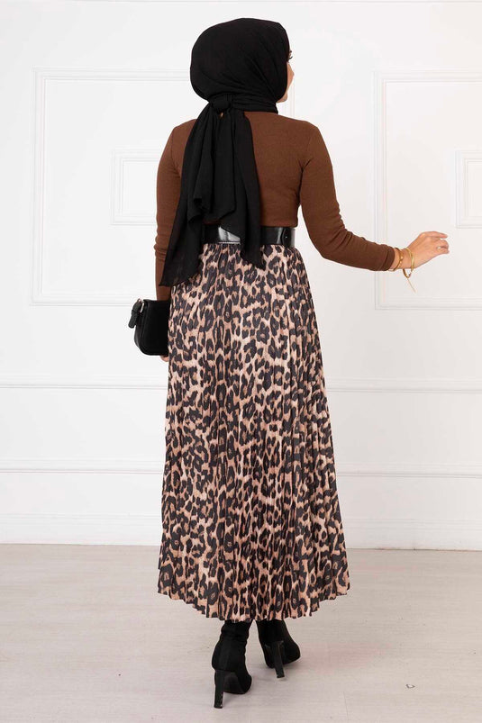 Jupe plissée à motif léopard -3
