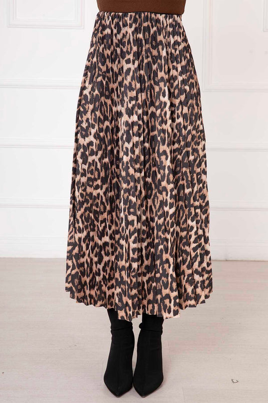 Jupe plissée à motif léopard -3