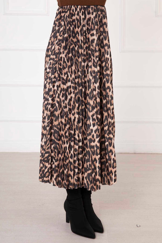Jupe plissée à motif léopard -3