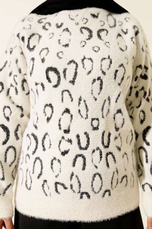 Leopar Desenli Sakallı Kazak Ekru