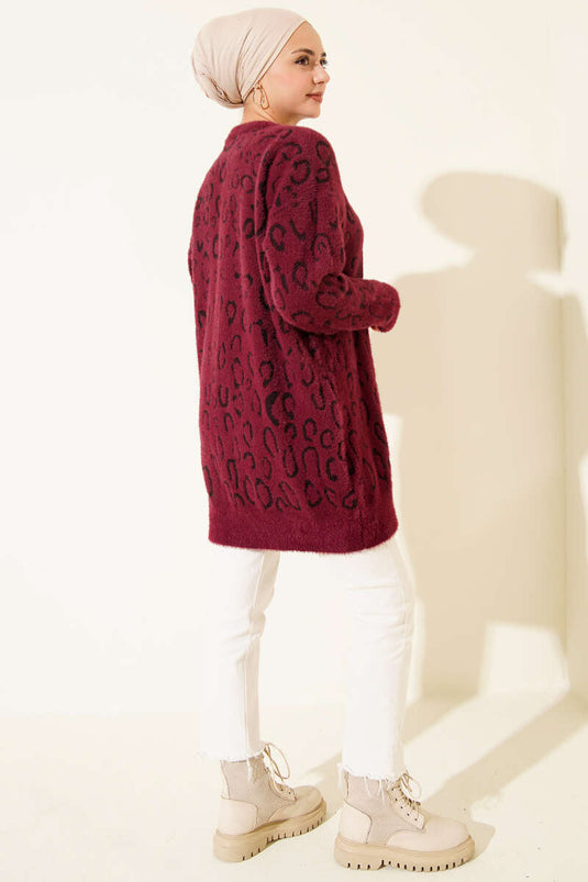 Leopard Print Bearded Tunic Magenta