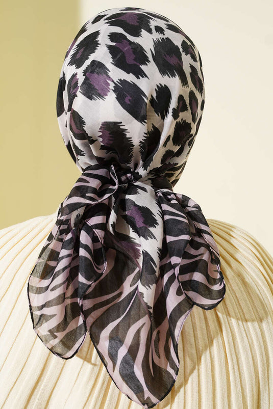 Leopard Print Soft Scarf Lilac