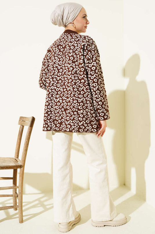 Tunique en tricot à motif léopard marron