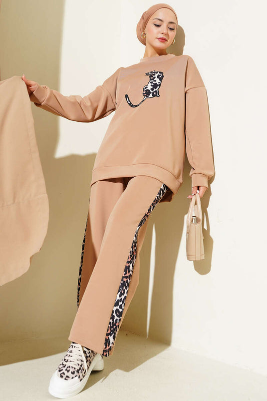 Ensemble deux pièces de plongée léopard couleur latte
