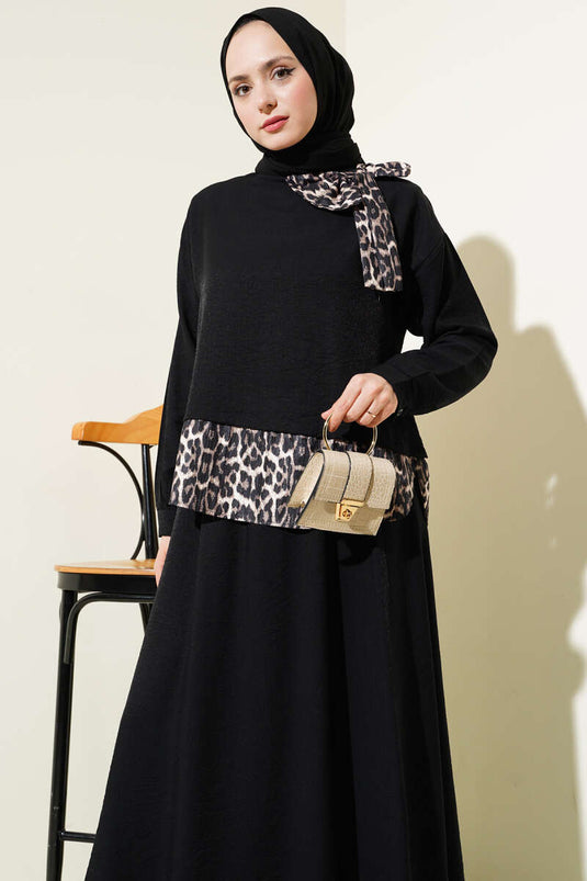 Ensemble deux pièces tunique à nœud léopard noir