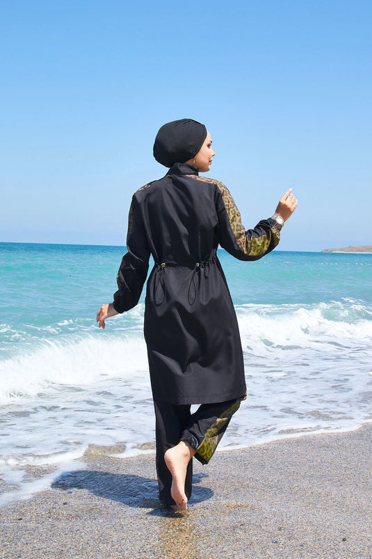 Maillot de bain modeste à garniture léopard -131