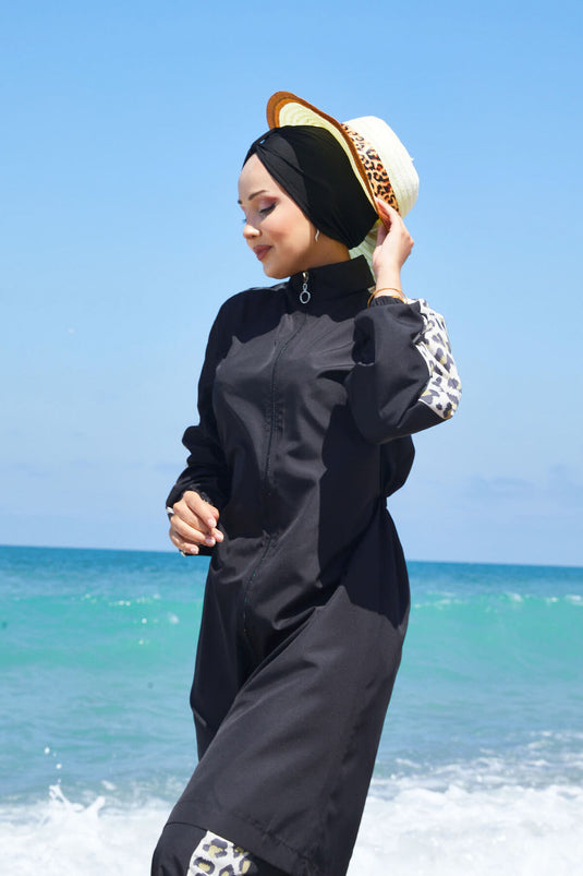 Leopard Garnish Modest Swimsuit -133