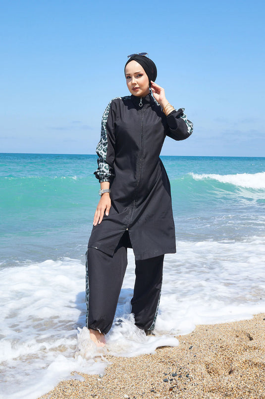 Leopard Garnish Modest Swimsuit -134