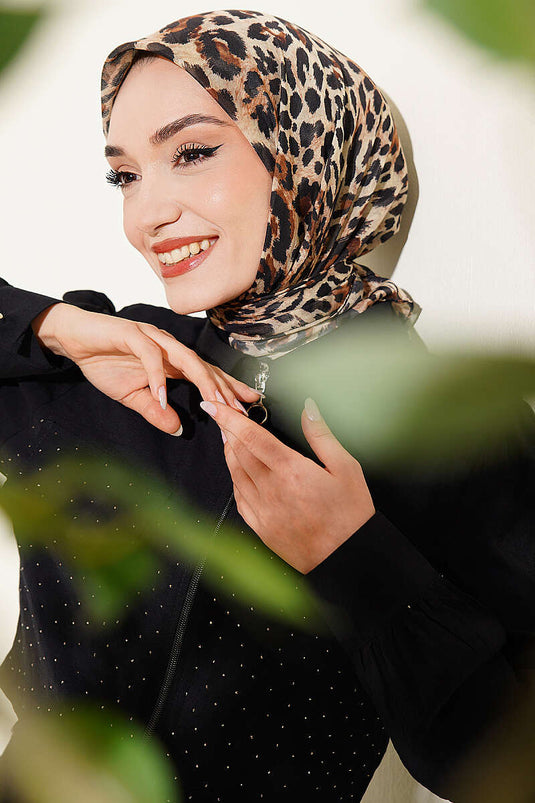 Leopar Serisi Cotton Eşarp Asorti 11