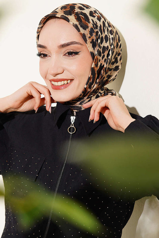 Leopar Serisi Cotton Eşarp Asorti 11