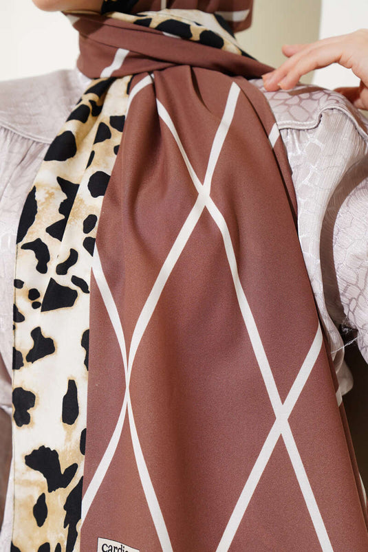 Leopar Şeritli Çizgili Medine Şal Gül Kurusu