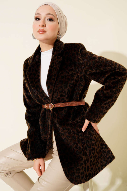 Veste Goldfox à ceinture léopard marron foncé