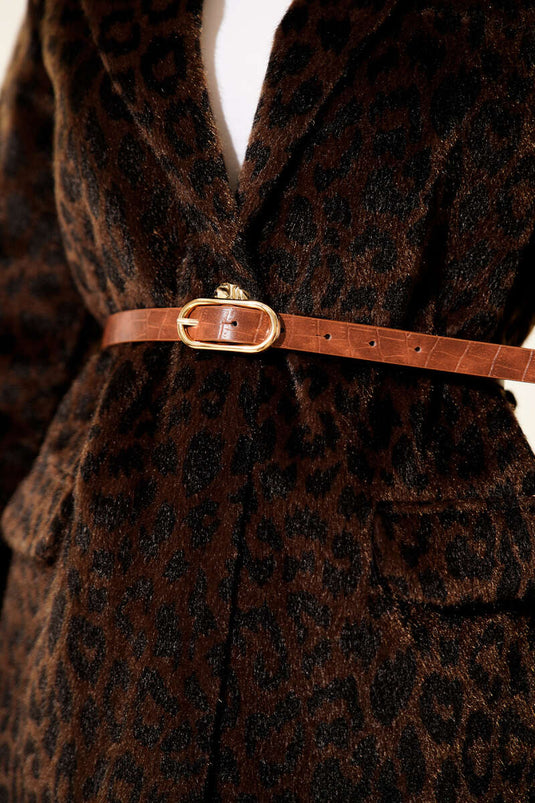 Veste Goldfox à ceinture léopard marron foncé